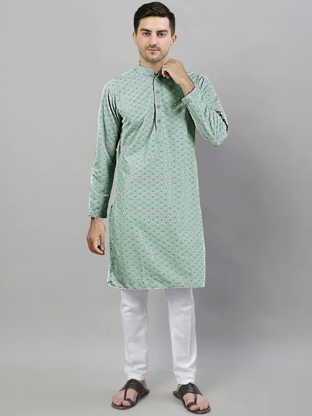 SG LEMAN Men Textured Embroidered Kurta with Pyjama-picture-44