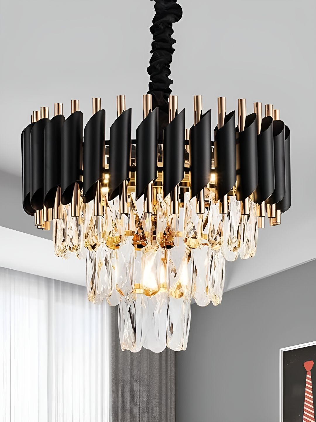 MFD HOME FURNISHING Black & Transparent Quirky Ceiling Lamp-picture-24