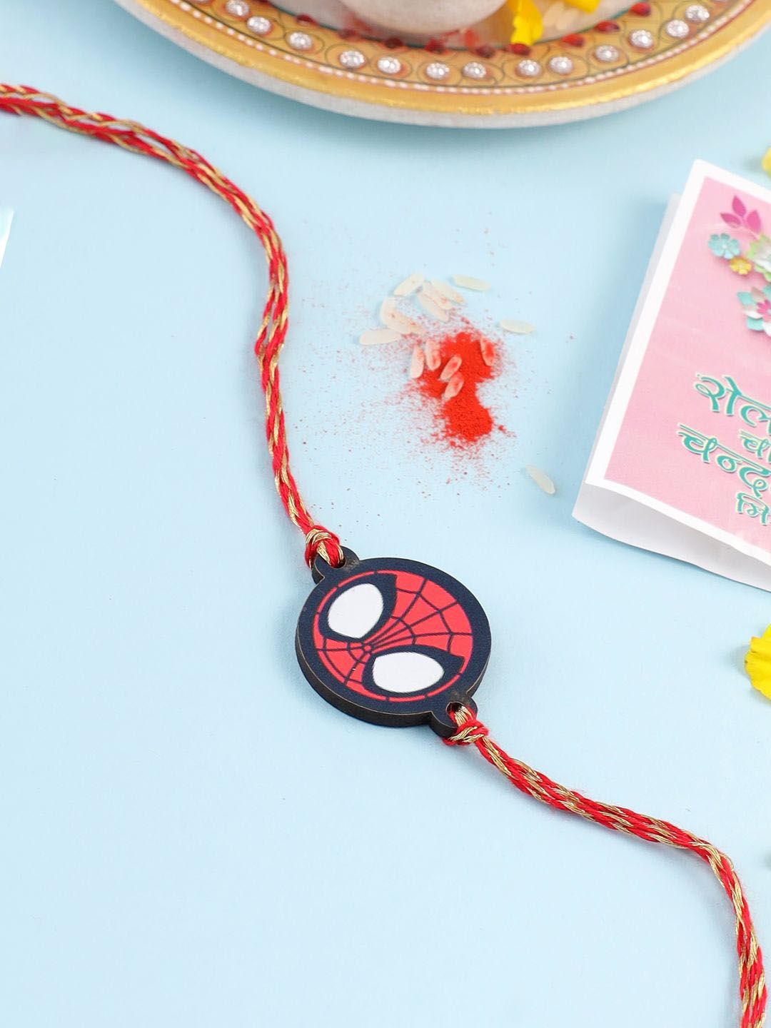 Sangria Kids Superhero Thread Rakhi With Roli Chawal Chandan & Mishri-picture-56