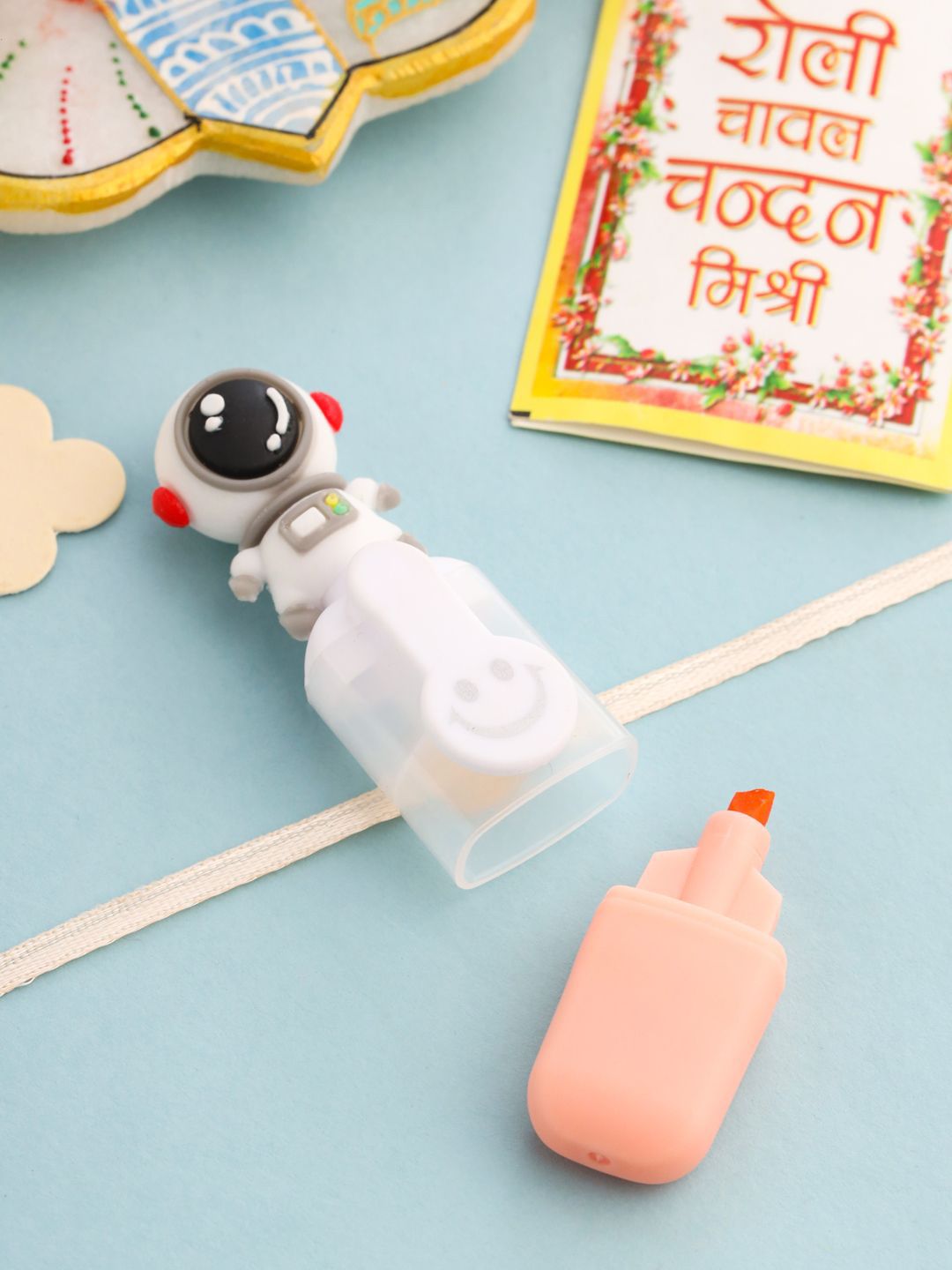 Sangria Kids Sketch Pen Design Thread Rakhi With Roli Chawal Chandan & Mishri-picture-22