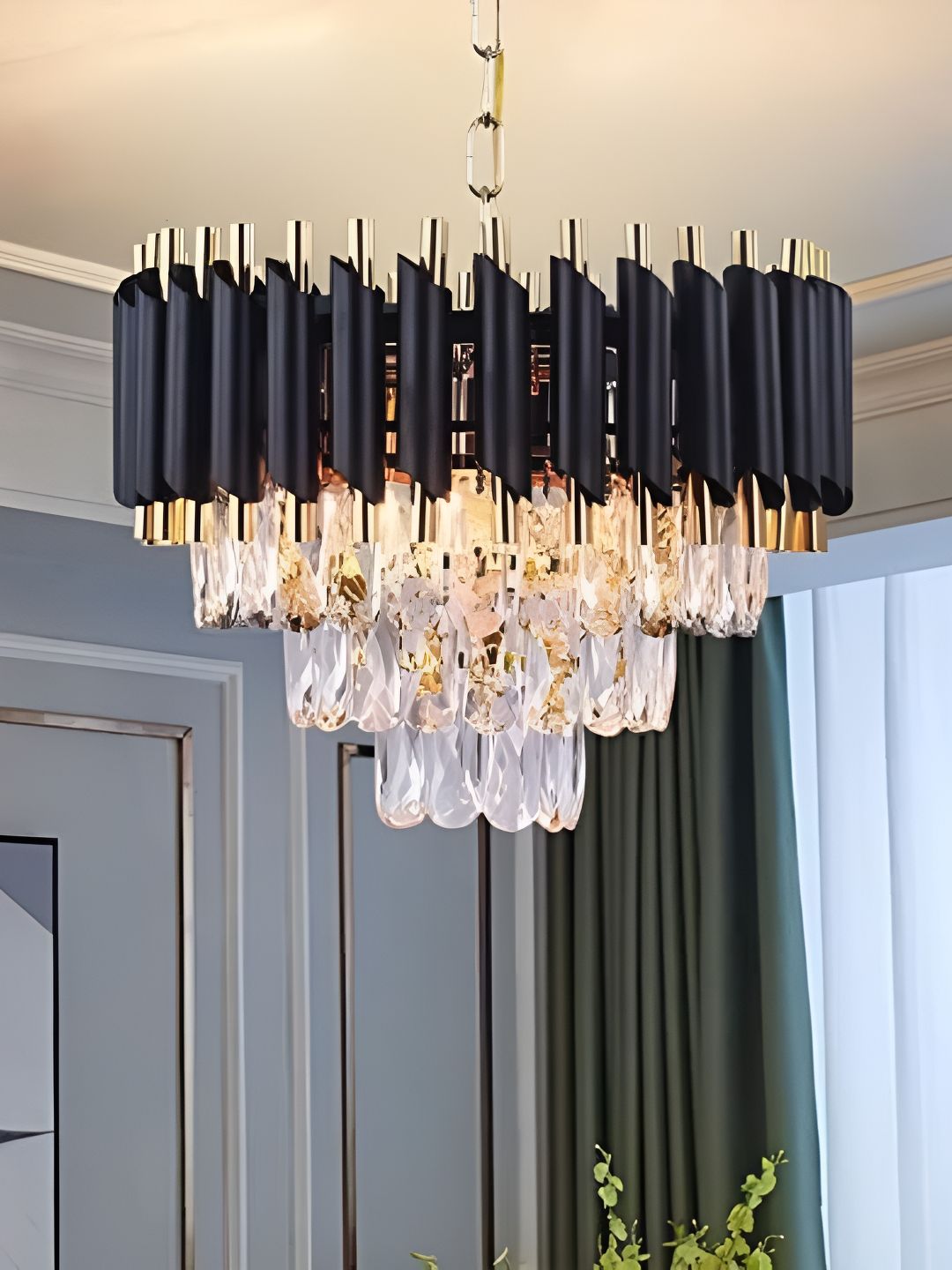 MFD HOME FURNISHING Black & Gold-Toned Quirky Ceiling Lamp-picture-16