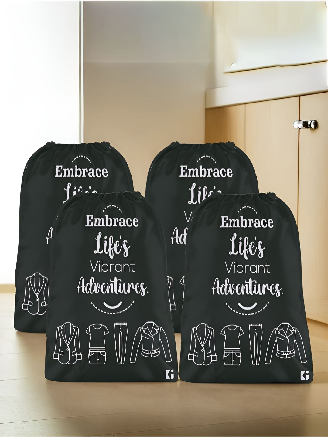 Aura Black & White 4 Pieces Printed Water Resistant Laundry Bags-picture-24