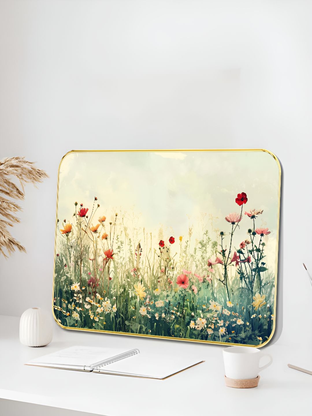 Myntra Elegant Homes Green & Red Bloom Floral and Botanical Wooden Painting Wall Art-picture-20