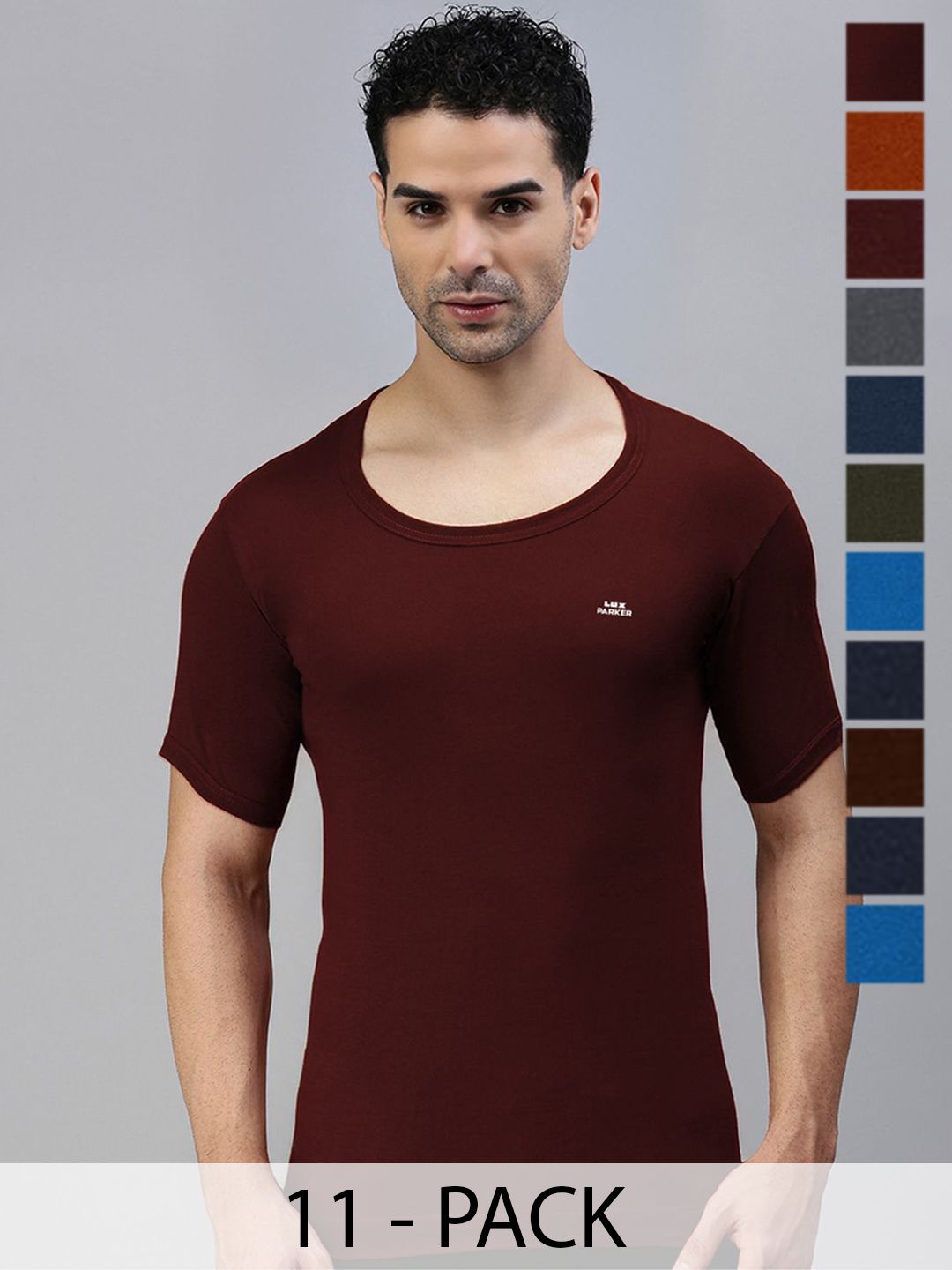 LUX PARKER Pack Of 11 Round Neck Combed Cotton Ultrasoft Vests LUX_PARKER_COL_RNS_11PC-picture-21