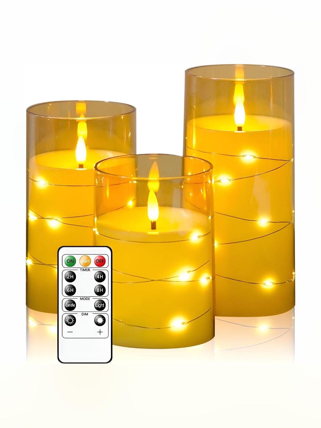 XERGY 3 Pieces Gold-Toned Flameless Led Candles With 10-Key Remote-picture-2