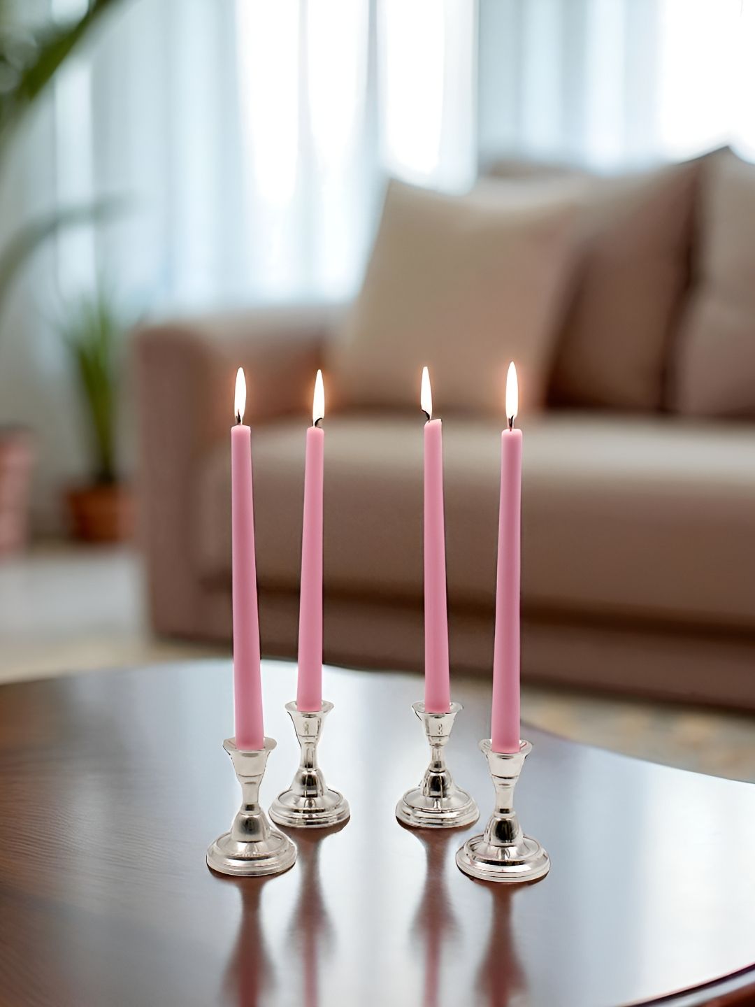 HOSLEY Pink 4 Pieces Rose Fragrance Pillar Candles-image-30
