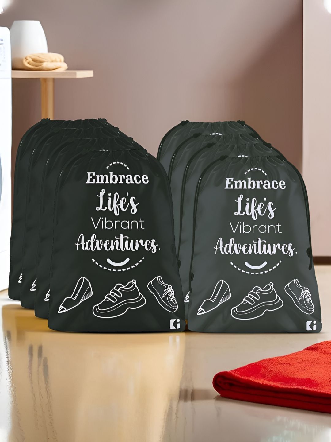 Aura Black & Grey 8 Pieces Printed Foldable Water Resistant Multi-Utility Laundry Bags-picture-24