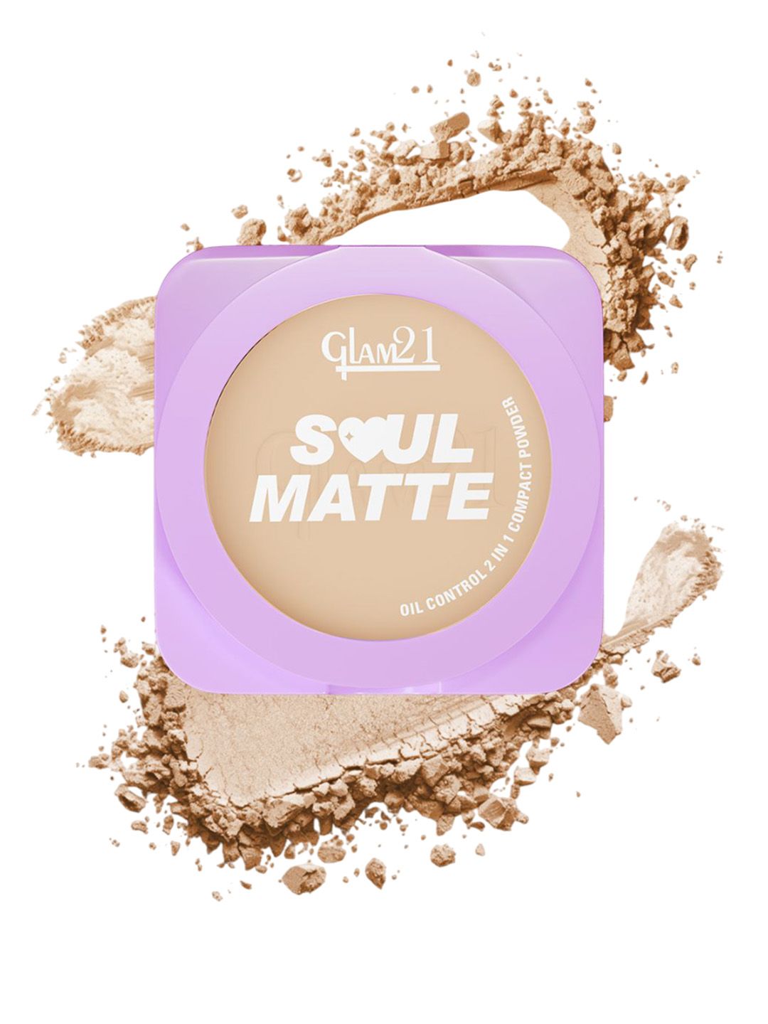GLAM21 Soul Matte Compact Matte & Shimmer Compact With Hyaluronic Acid- Honey Beige