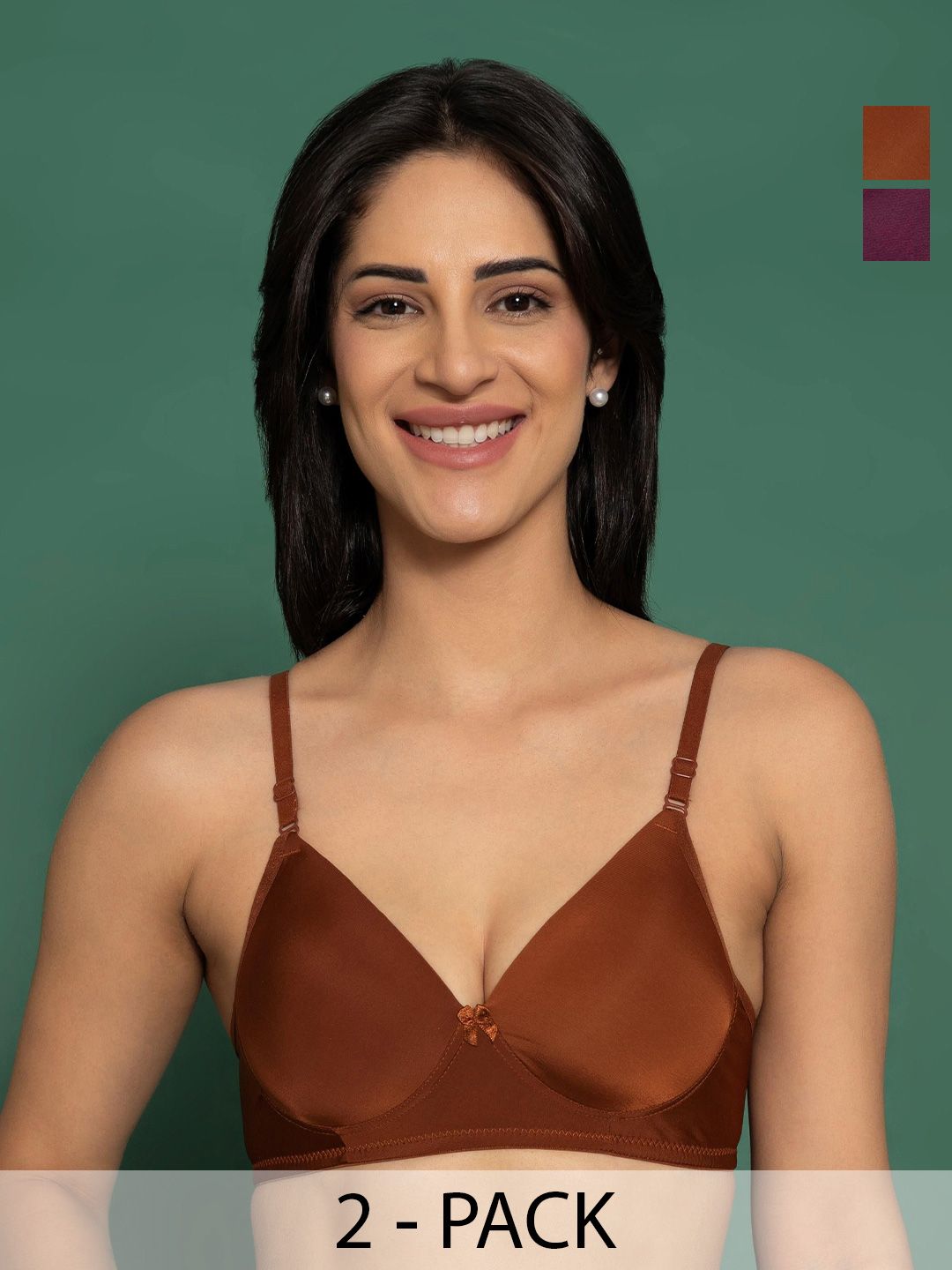 ABELINO Women Pack Of 2 Half Coverage Lightly Padded T-shirt Bra