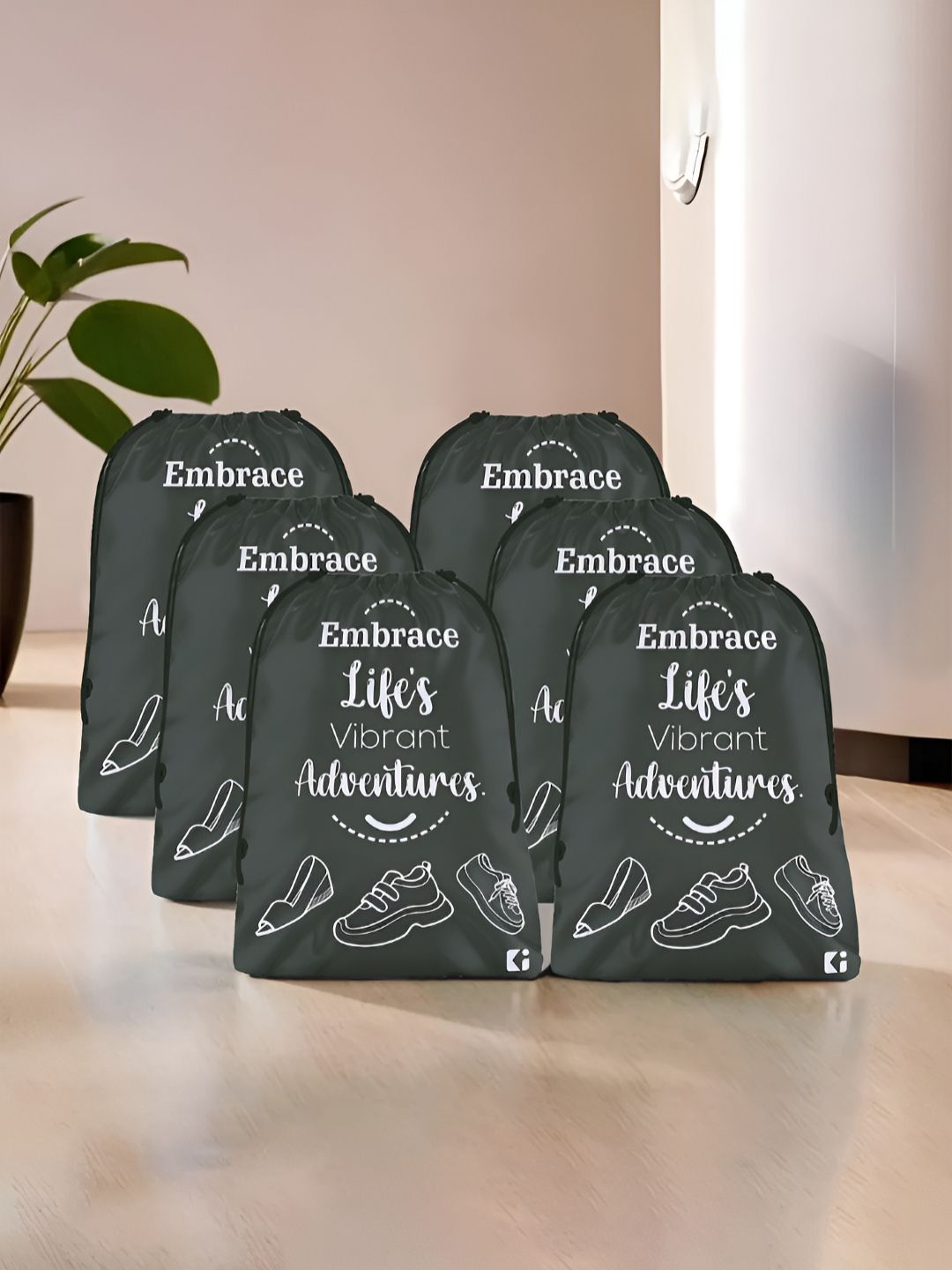 Aura Grey 6 Pieces Printed Foldable Water Resistant Multi-Utility Laundry Bags-picture-23
