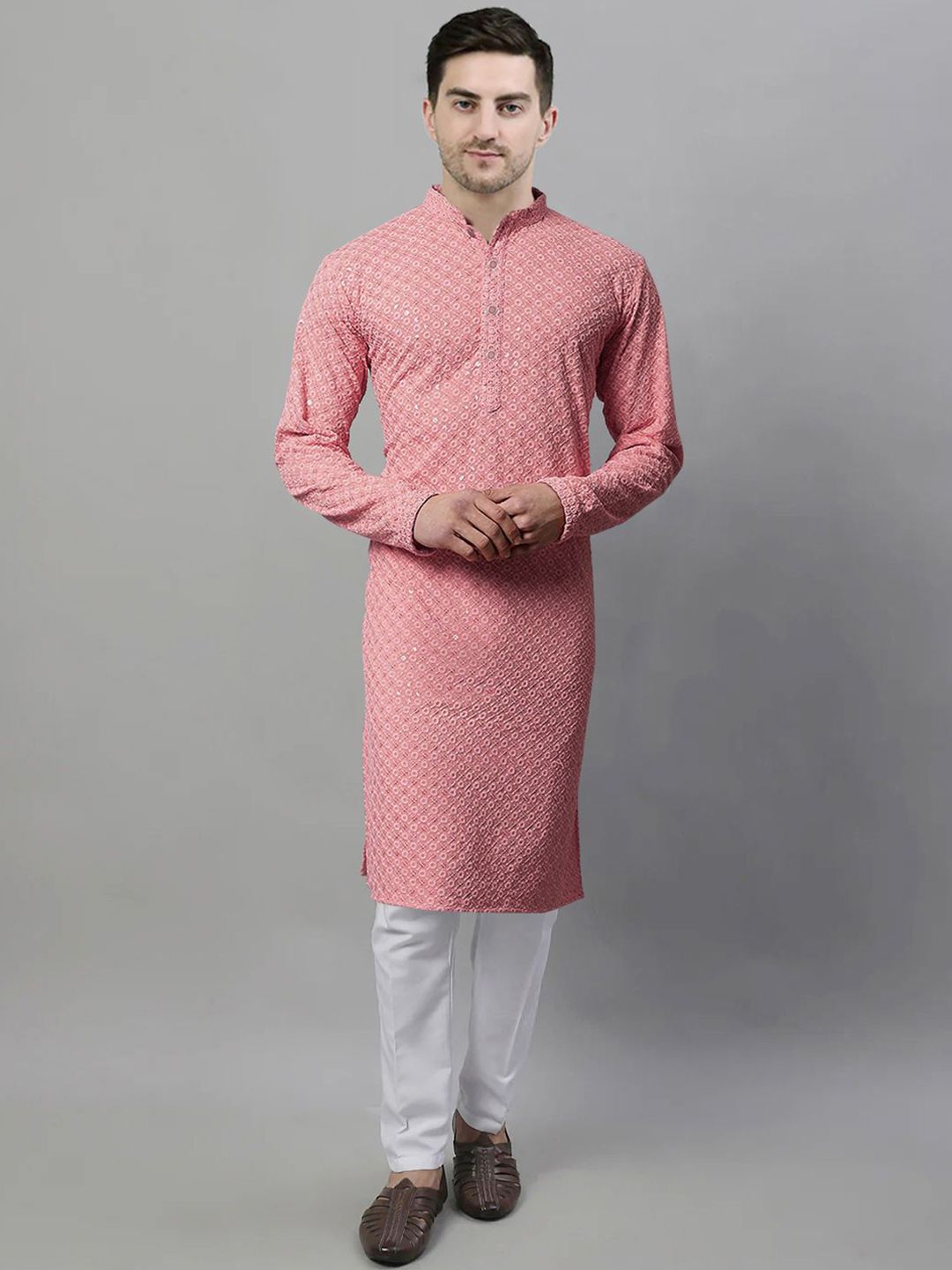SG LEMAN Men Embroidered Regular Sequinned Kurta with Pyjamas Kurta Sets-picture-45