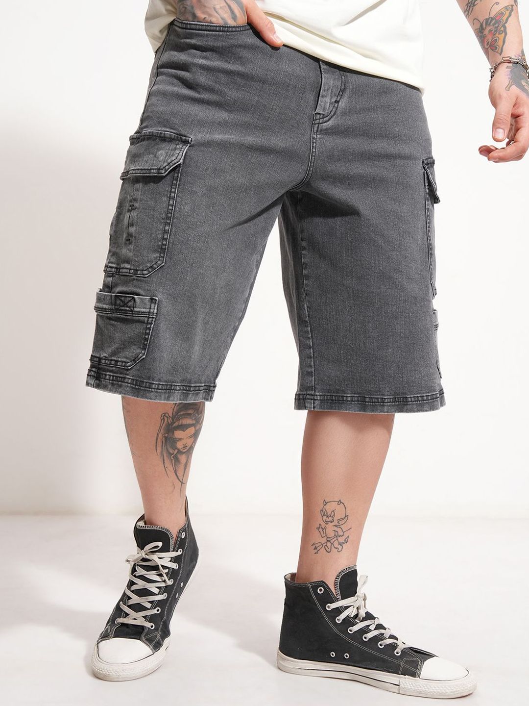 HIGHLANDER Men Baggy Fit High Rise Cargo Shorts-picture-50