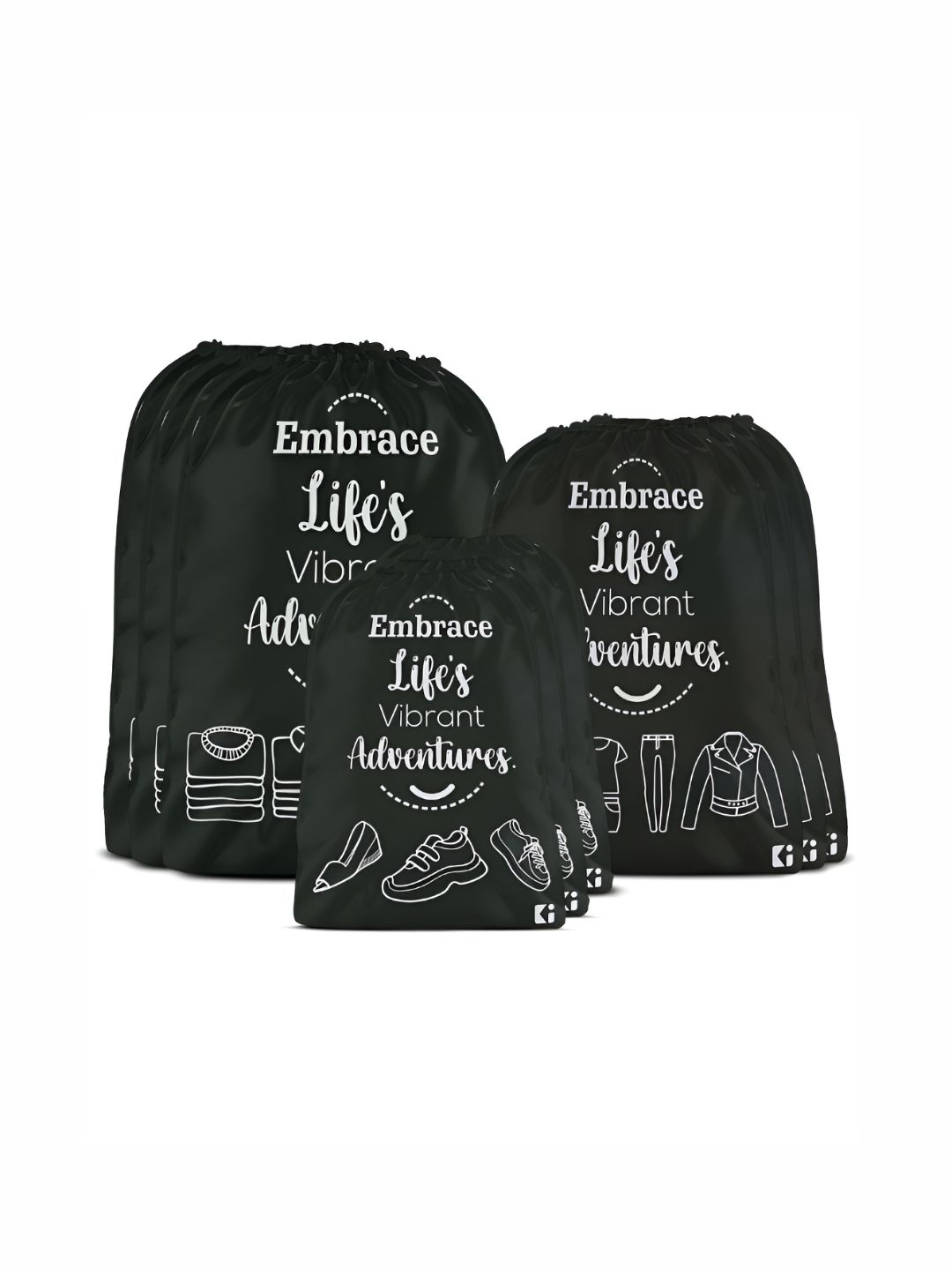 Aura Black & White 9 Pieces Printed Foldable Water Resistant Multi-Utility Laundry Bags-picture-26