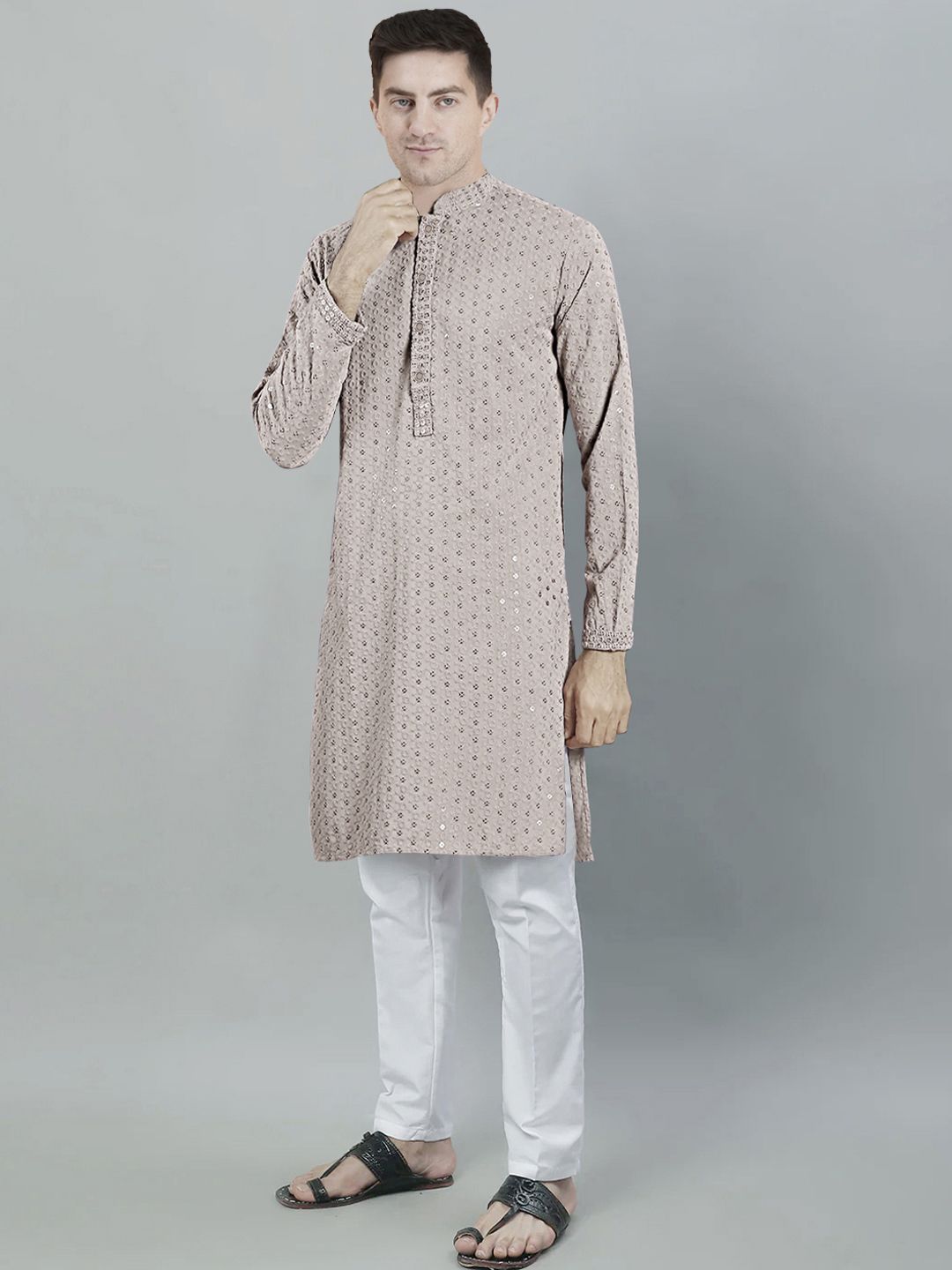 SG LEMAN Men Woven Design Embroidered Kurta with Trousers-picture-37