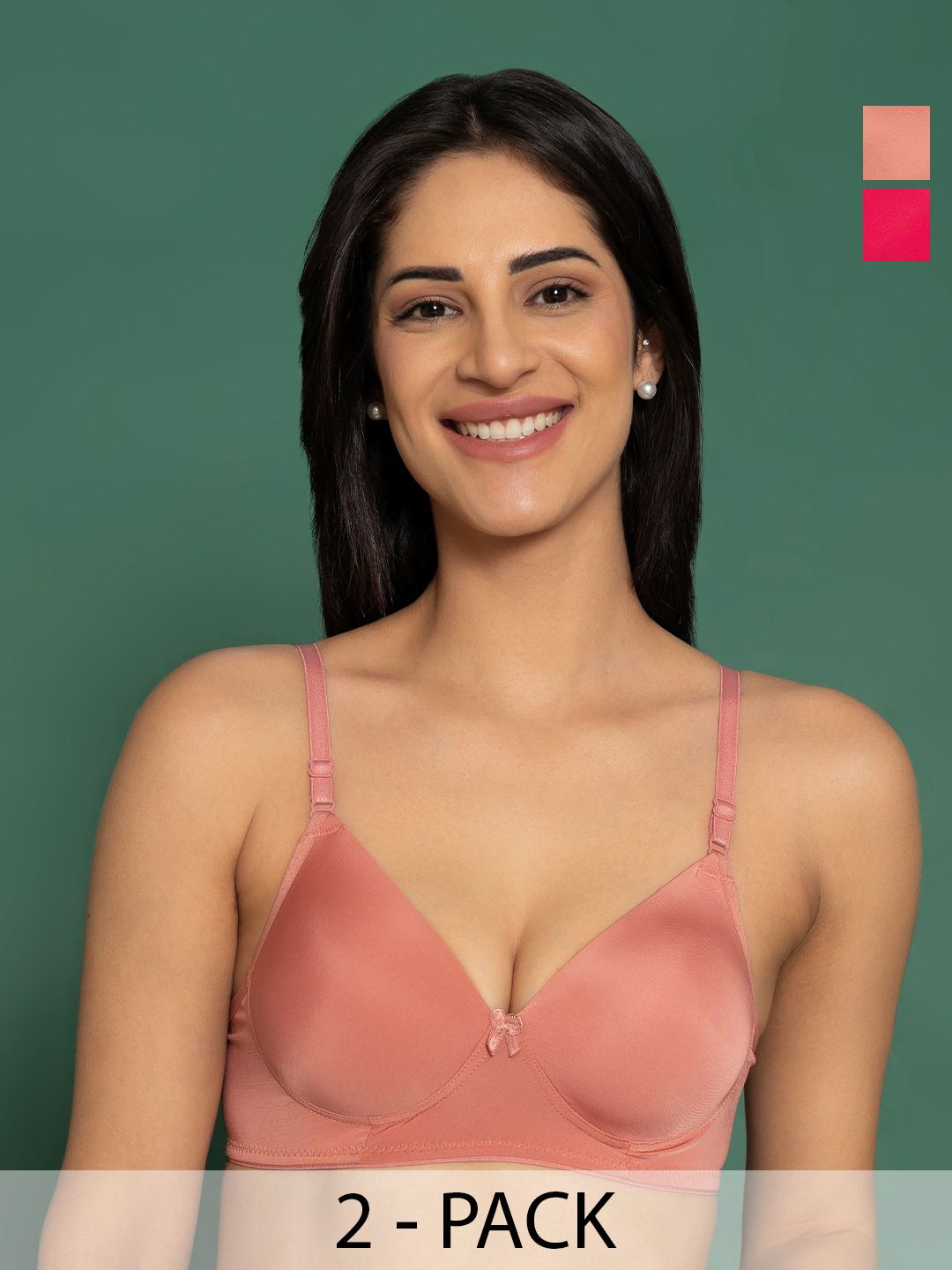 ABELINO Women Pack of 2 Half Coverage Lightly Padded T-shirt Bra