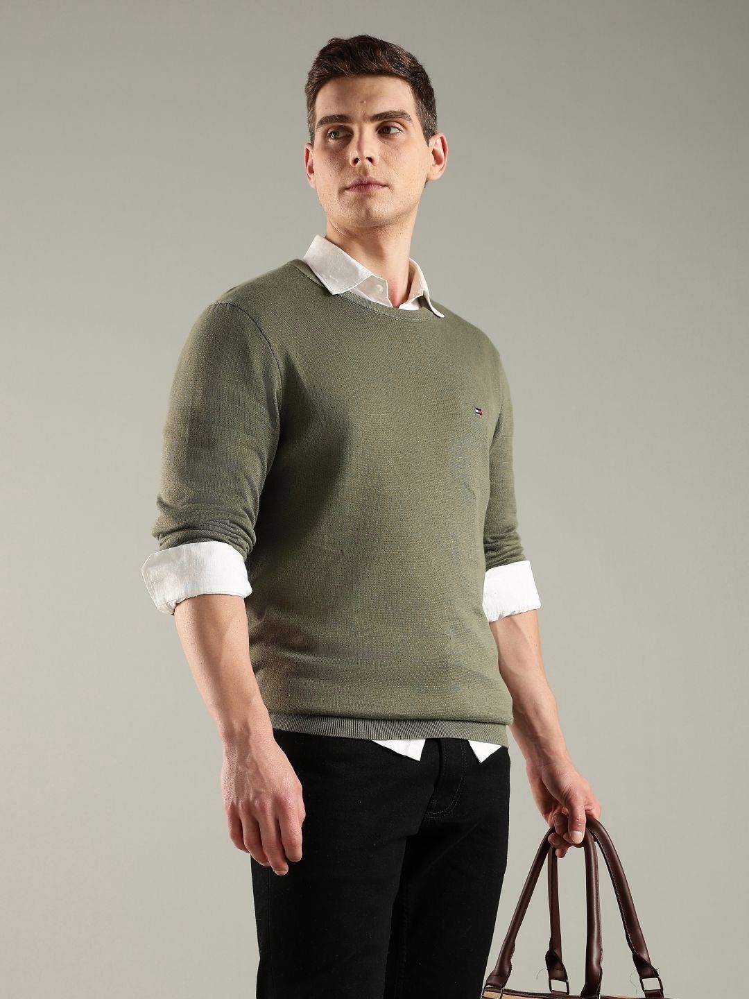 Tommy Hilfiger Men Regular Fit Round Neck Cotton Pullover Sweater-picture-37