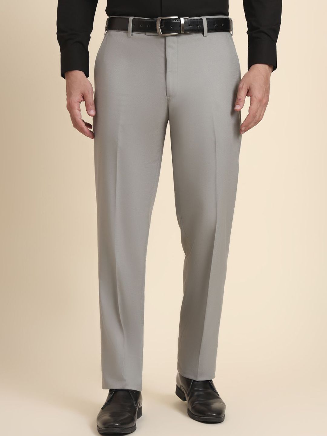 JADE BLUE Men Mid-Rise Cotton Formal Trousers