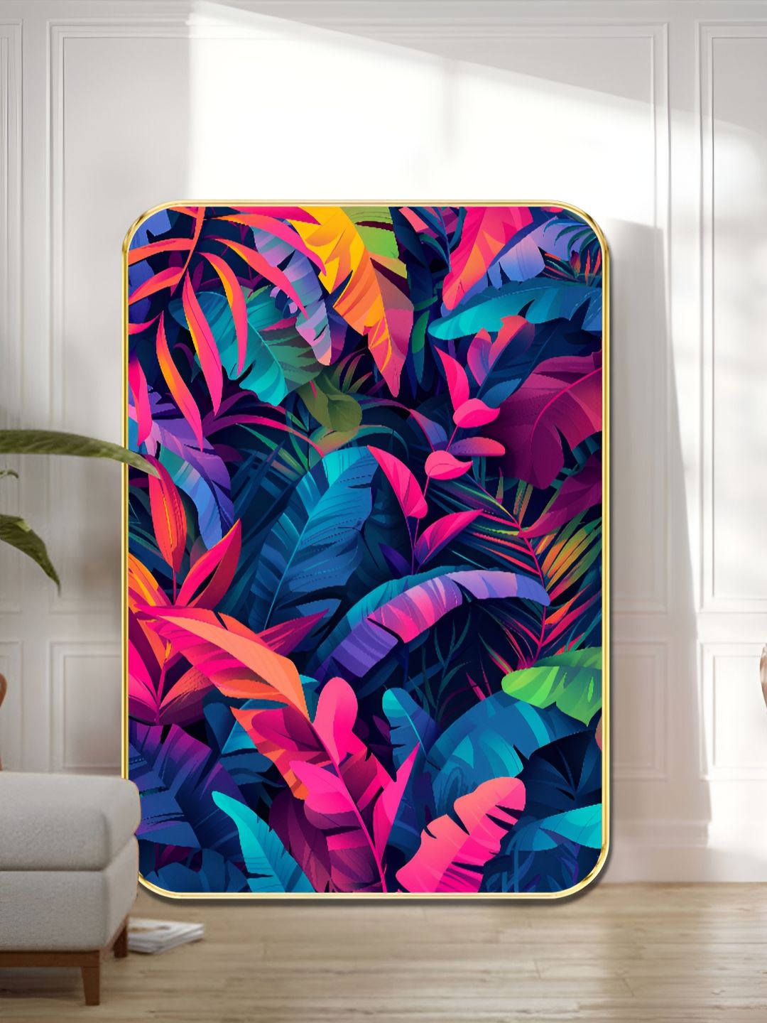 Myntra Elegant Homes Blue & Pink 1 Piece Wooden Tropical Jungle Wall Art-picture-36