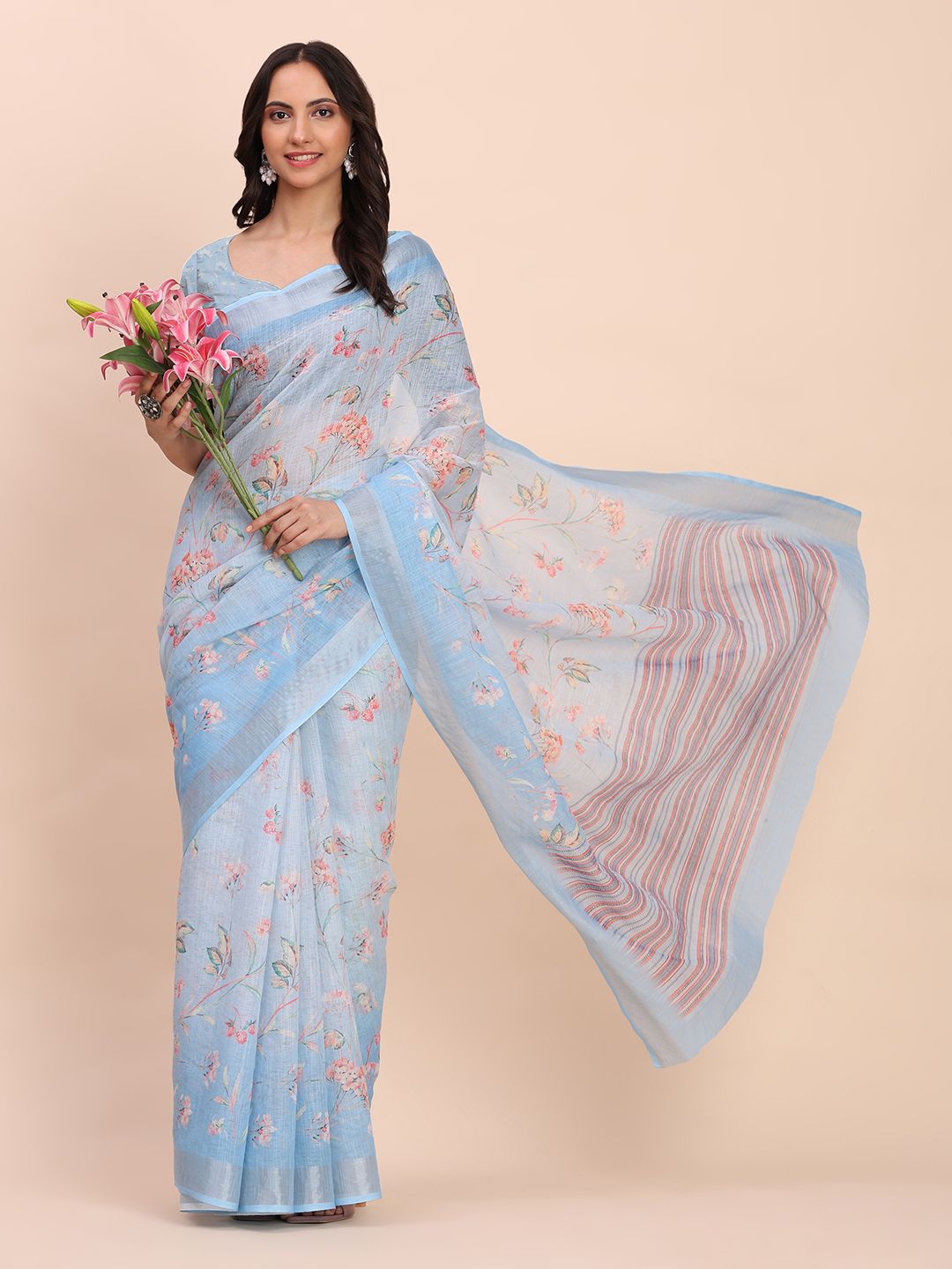 Astita Women Floral Printed Zari Saree-picture-33