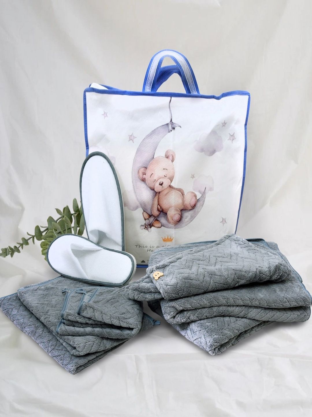 Cortina Blue 8 Pieces Self Design Microfiber 350 GSM Towel Set-image-36