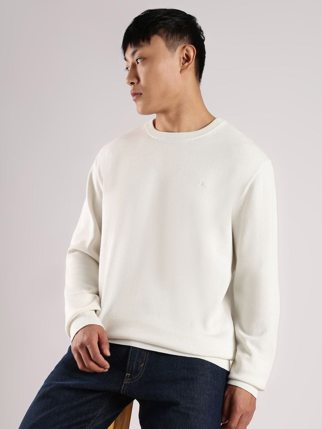 Calvin Klein Jeans Men Ribbed Round Neck Cotton Pullover Sweater-picture-39