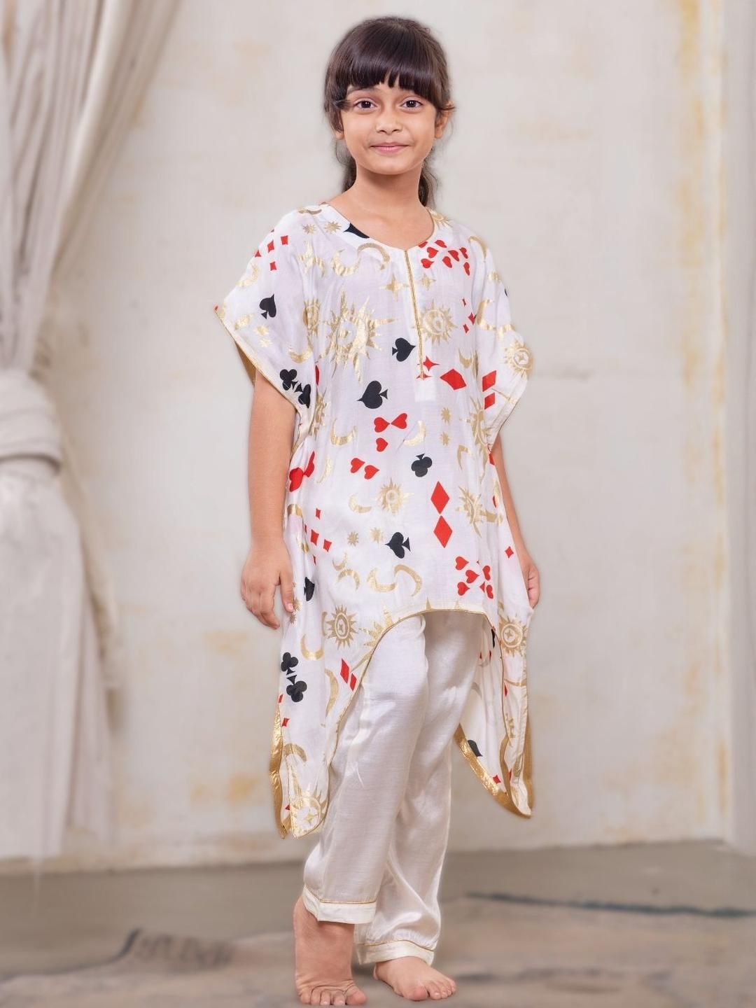 Tura Turi Girls Off White Art Silk Kurta Sets-picture-25