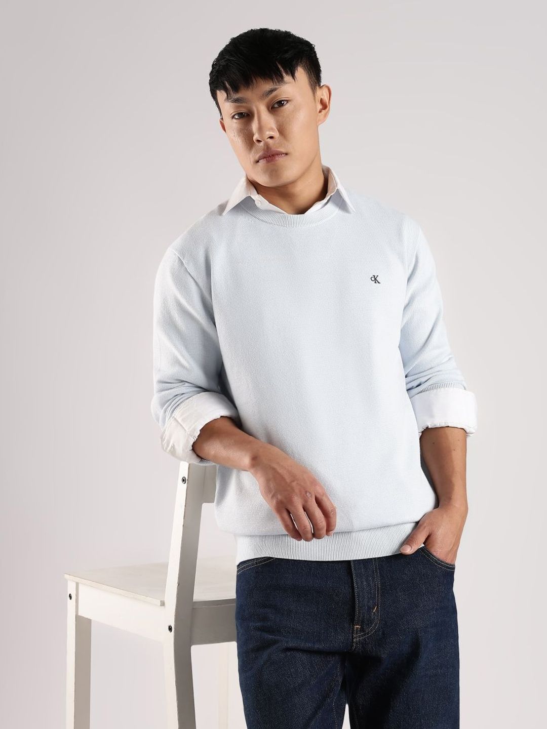 Calvin Klein Jeans Men Cotton Round Neck Pullover Sweaters