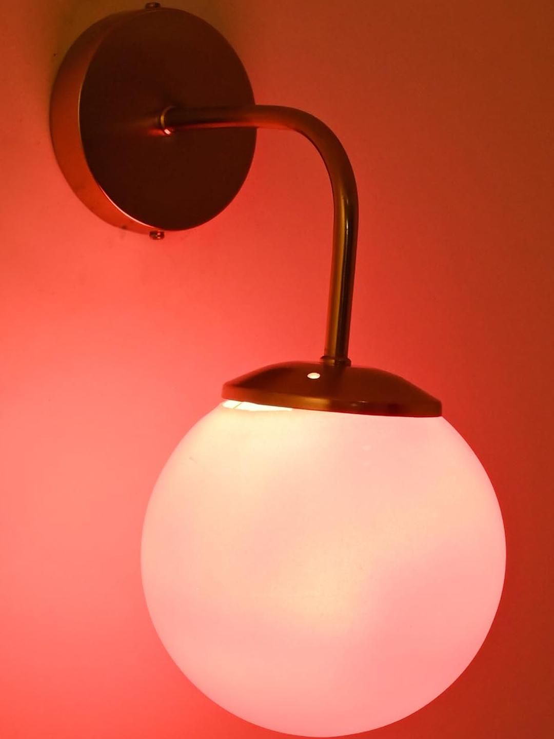 SOMIL Pink & Gold-Toned Printed Glass Cylinder Shaped Wall Lamp-picture-38