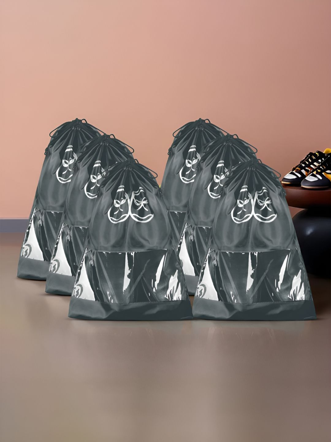 Aura Black 6 Pieces Reusable Shoes Organisers-picture-42