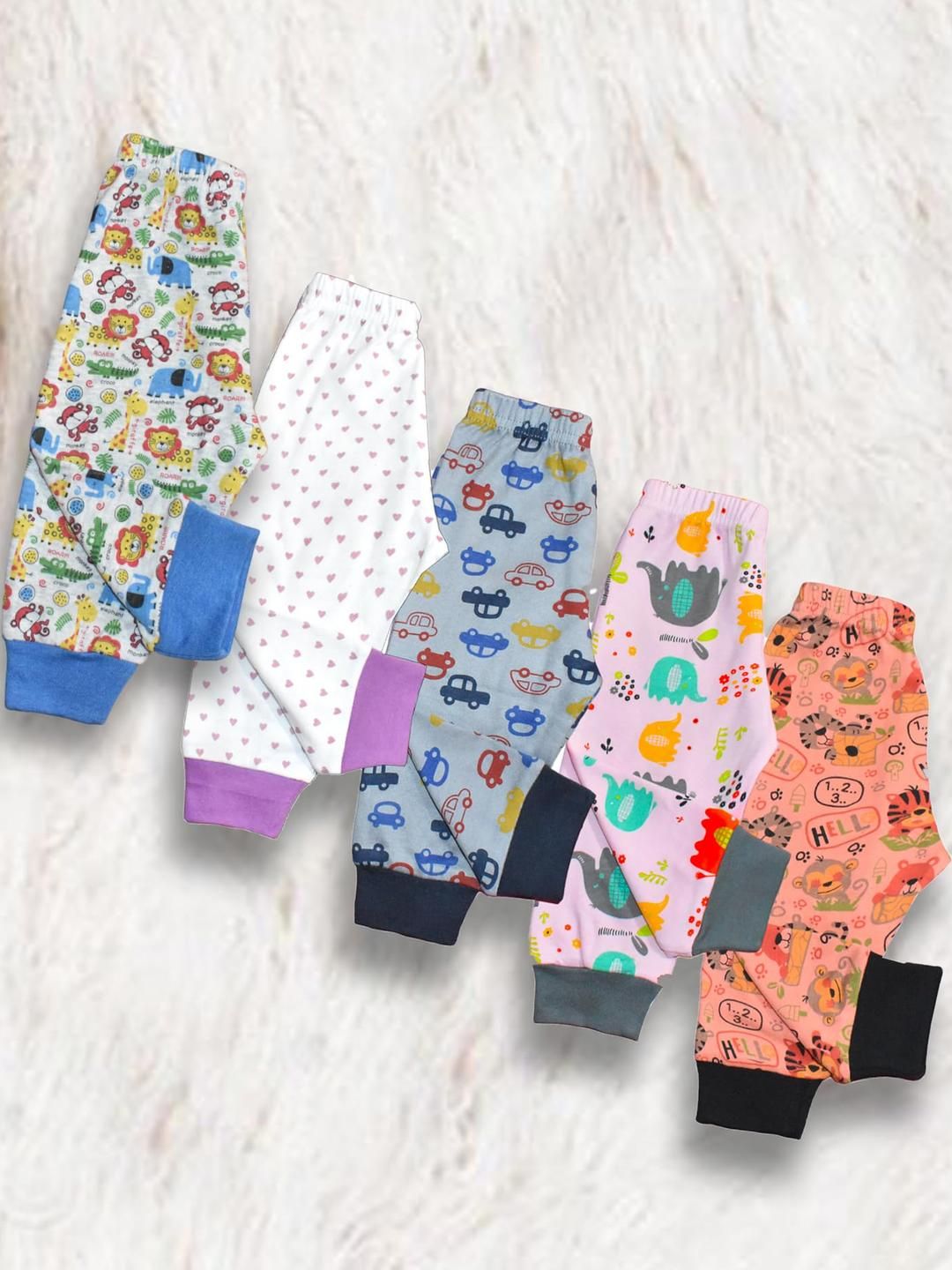 VParents Kids Unisex Pack Of 5 Printed Cotton Track Pants-image-11