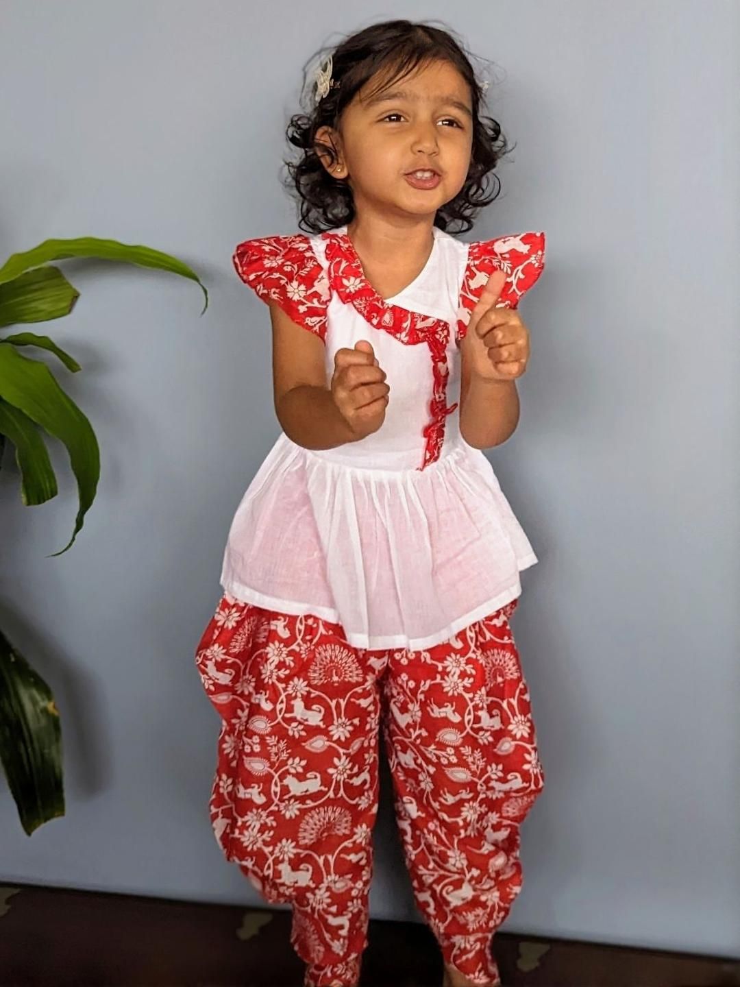 Tura Turi Girls Red Pure Cotton Kurta Sets-picture-36