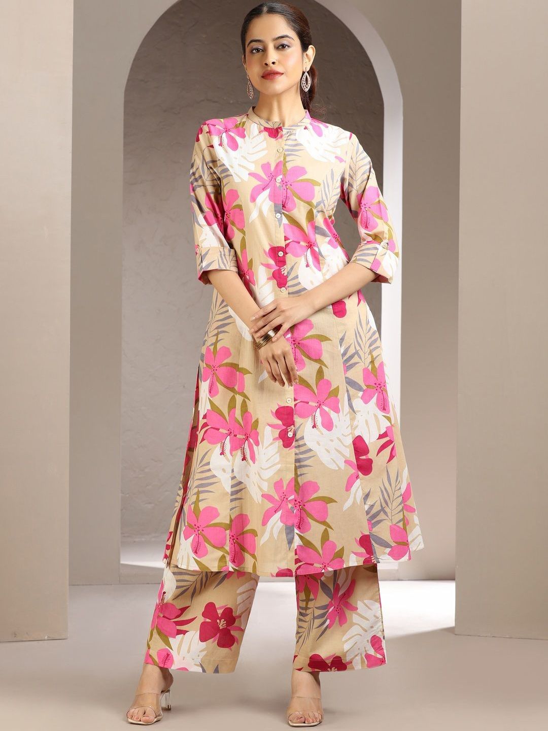 COTTON CULTURE Women Floral Printed Cotton A-Line Kurta with Palazzo