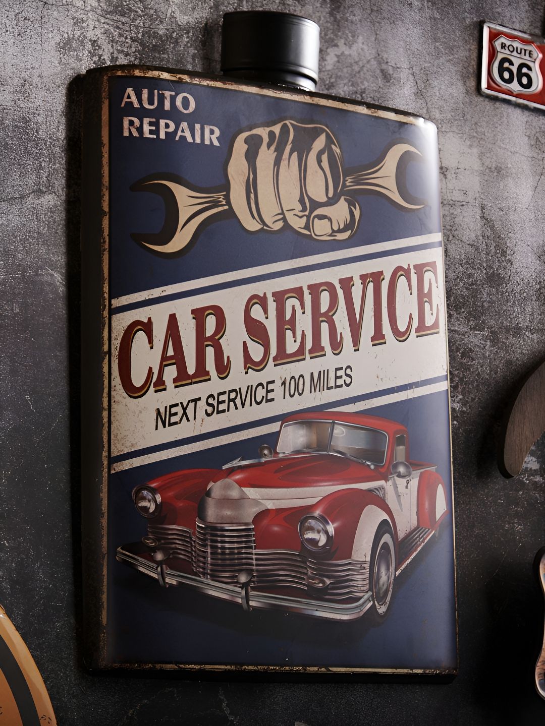 eazy wagon Blue & White Car Service Whiskey Bottle Wall Decor-picture-13