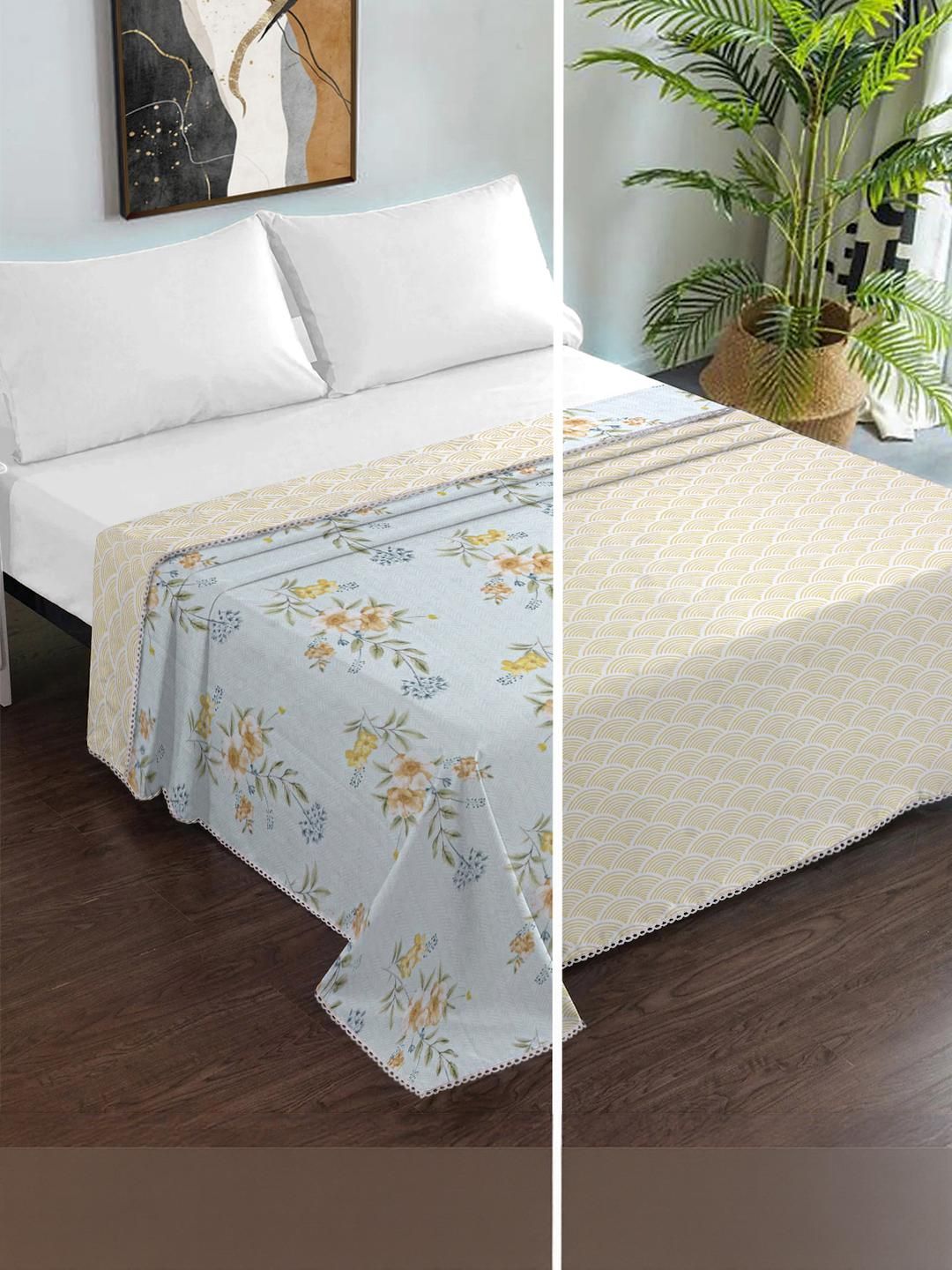 KLOTTHE Grey Floral AC Room 150 GSM Double Bed Dohar-picture-28