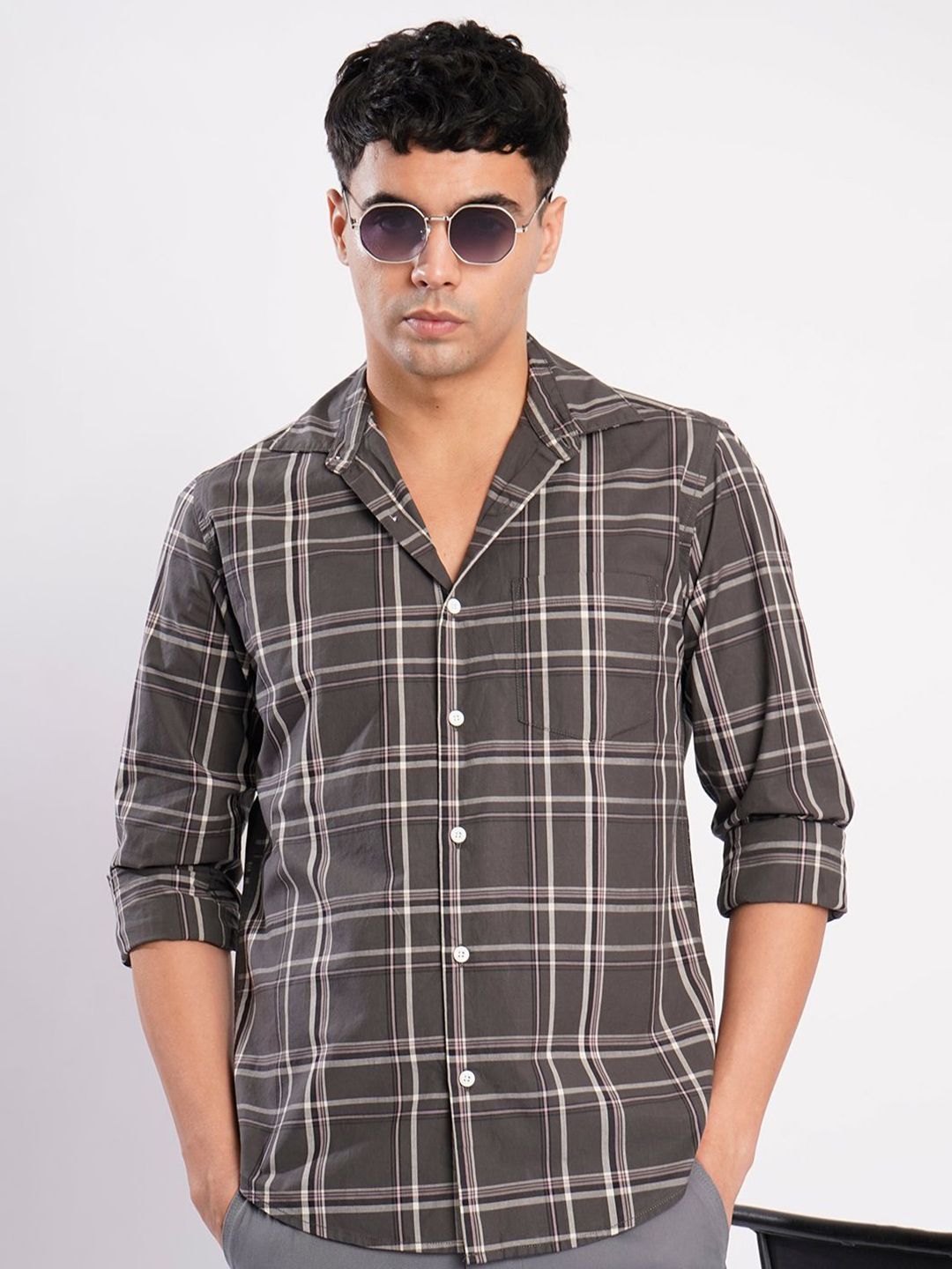 Bene Kleed Tartan Checks Checked Slim Fit Pure Cotton Shirt-picture-10