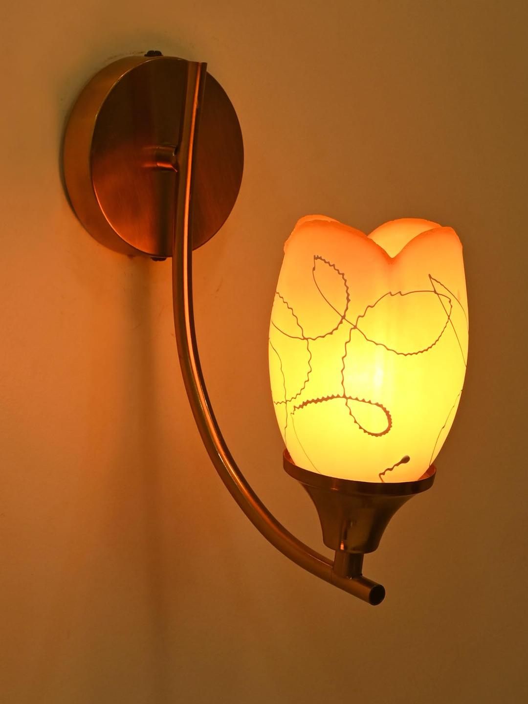 SOMIL Orange & White Printed Glass Wall Lamp-picture-35