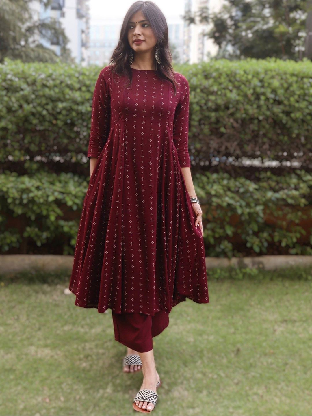 GoSriKi Women Floral Printed Anarkali Kurta with Trousers-picture-32