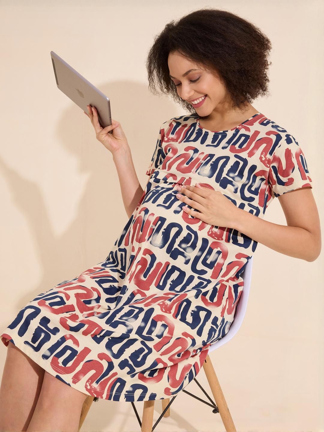 Lotik Women Cotton Maternity Short Nightdress