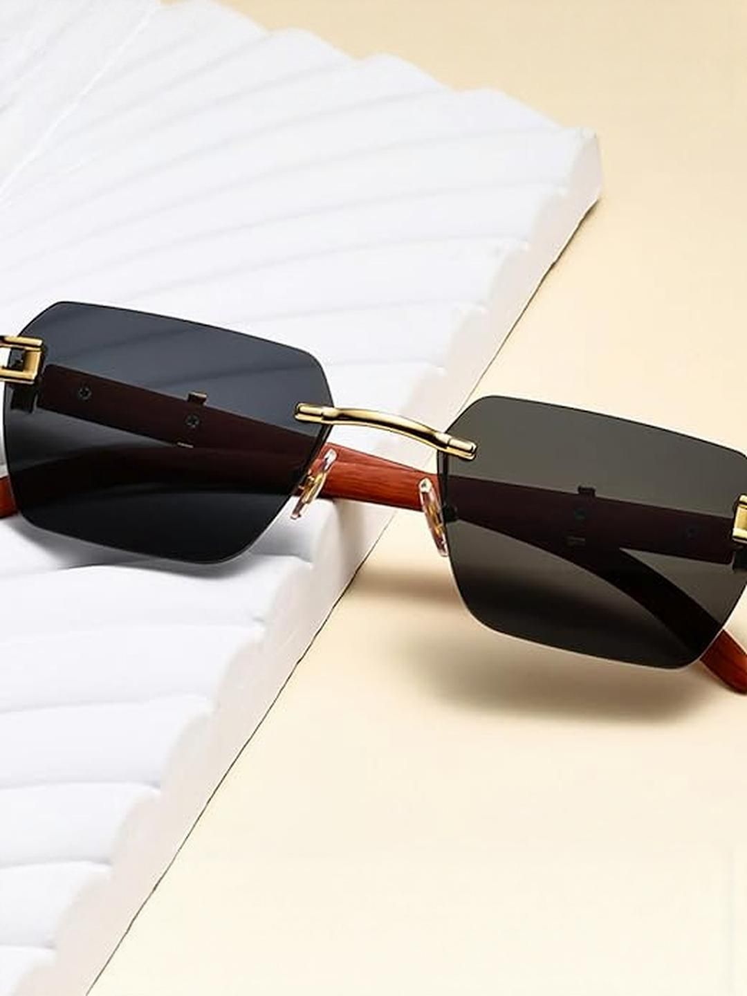 Arzonai Unisex Black UV Protected Lens Metal Sunglasses-picture-40