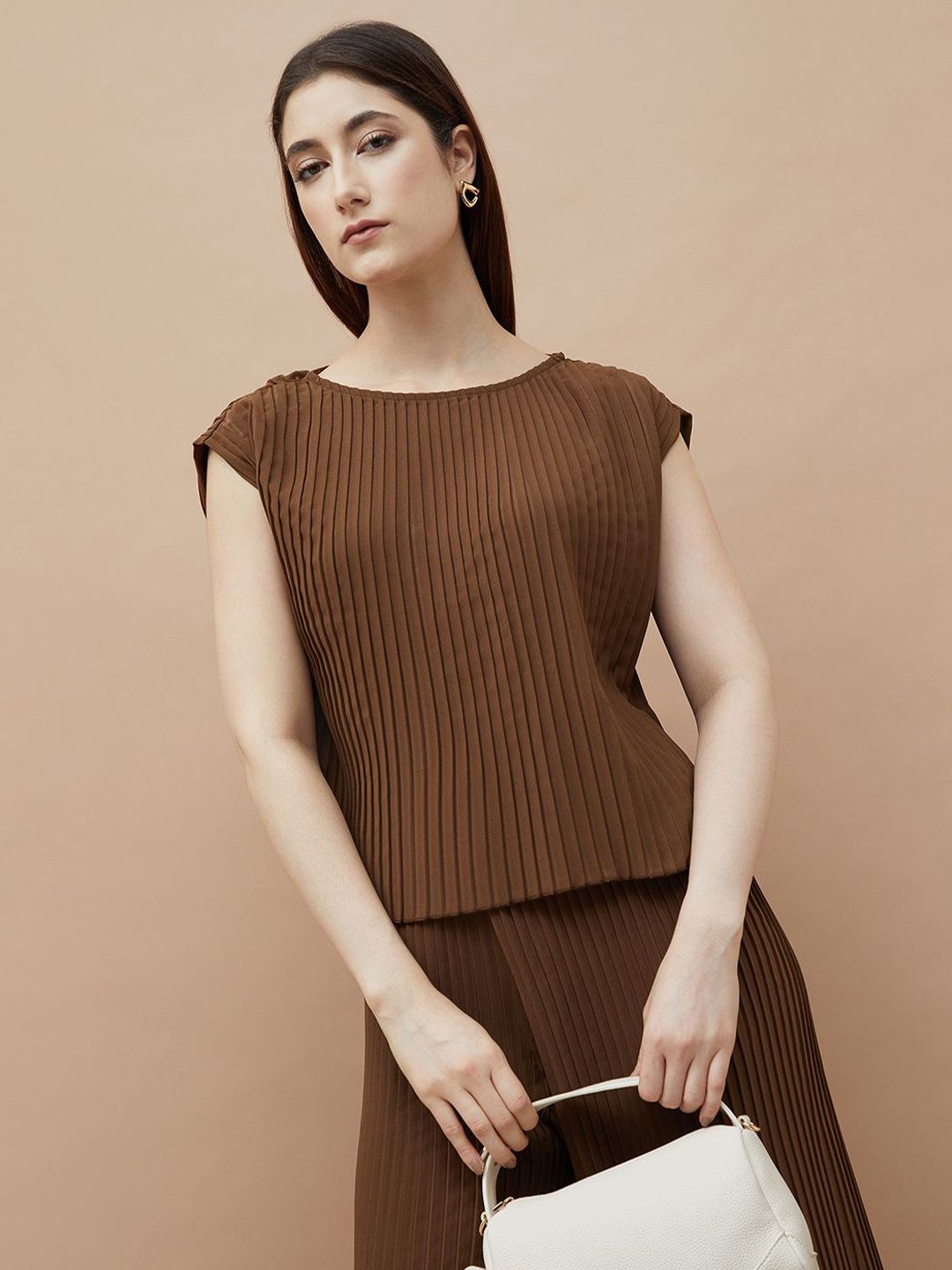 CODE by Lifestyle Women Striped Boat Neck Pleated Extended Sleeves Top-picture-32