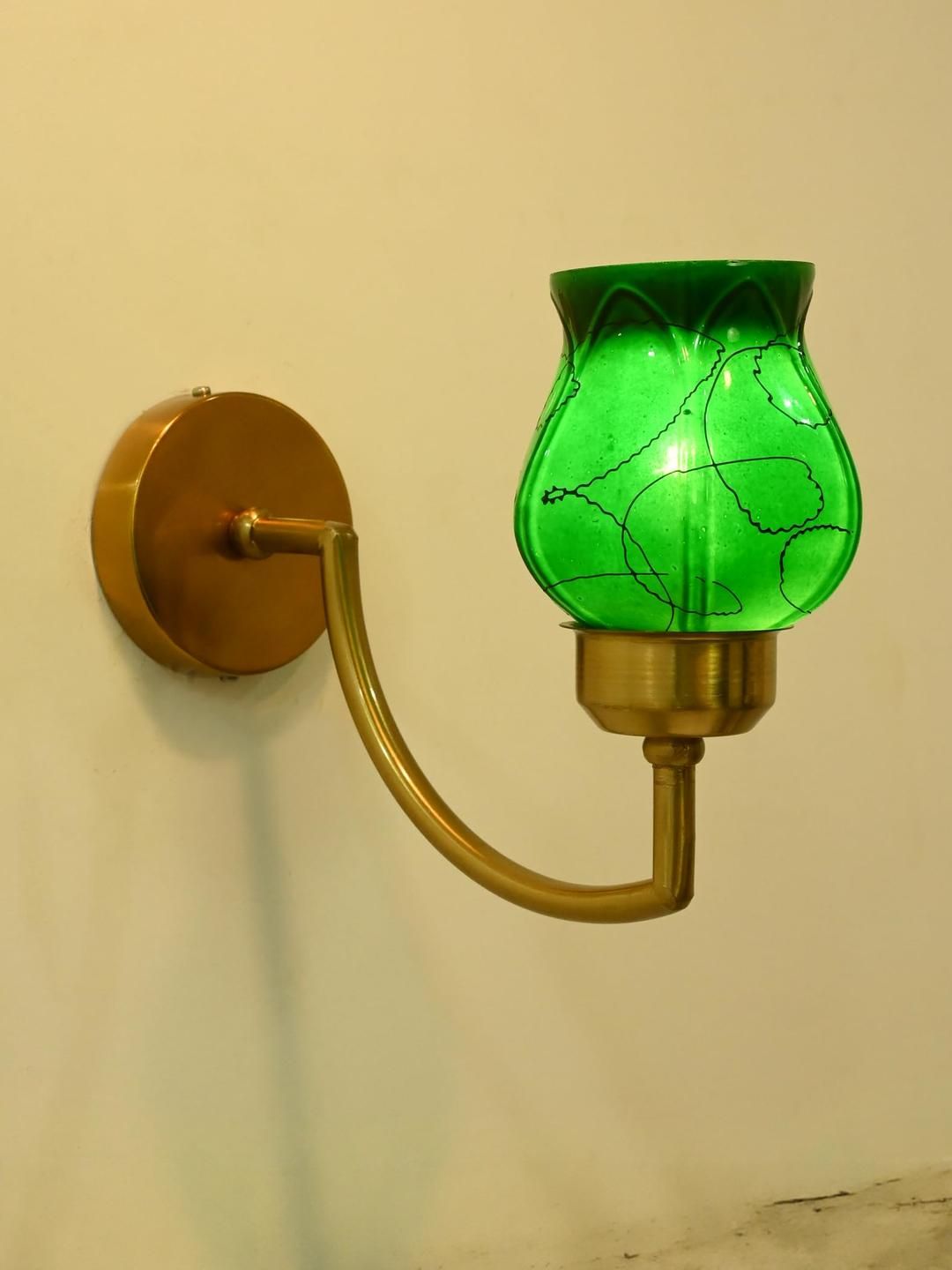 Somil Premium Designer Glass Wall/Night Lamp Elegant & Stylish Dcor Accent for Modern Interiors, Color Green, Black, Size:- 10 x 10 x 20.5 CM-picture-23