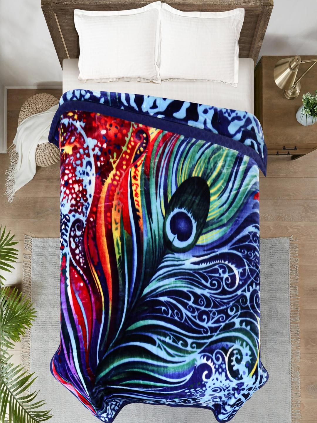 Signature Multicoloured Printed Heavy Winter Double Bed Blanket-image-14
