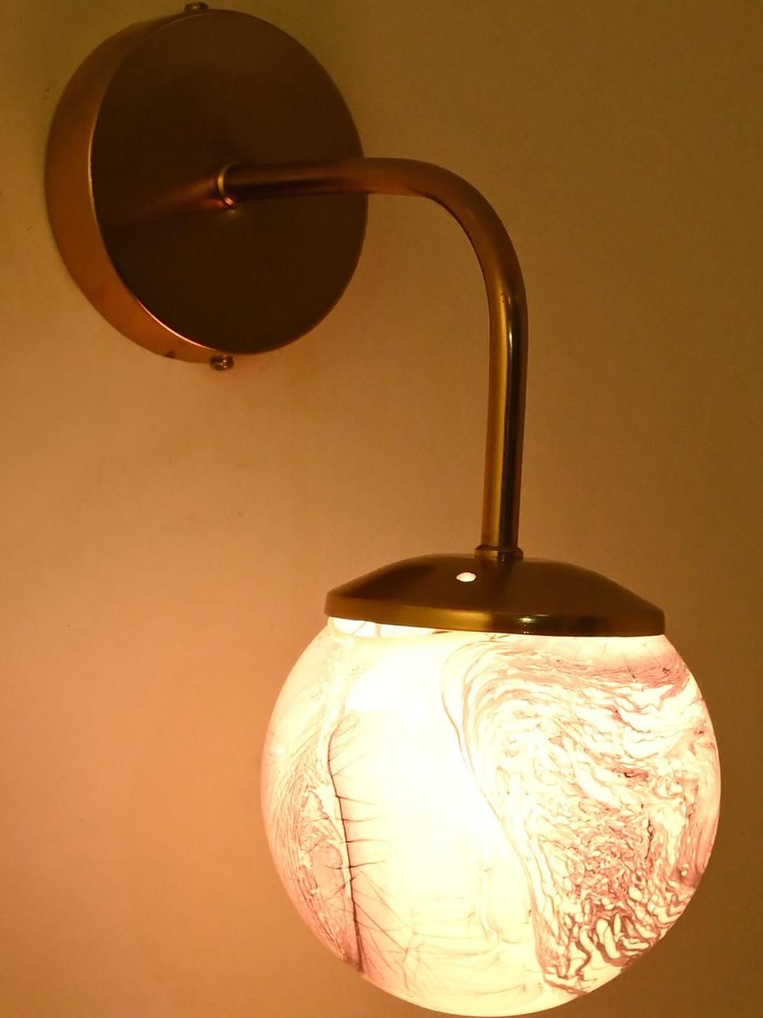 SOMIL Gold-Toned & White Printed Glass Cylinder Shaped Wall Lamp-picture-16