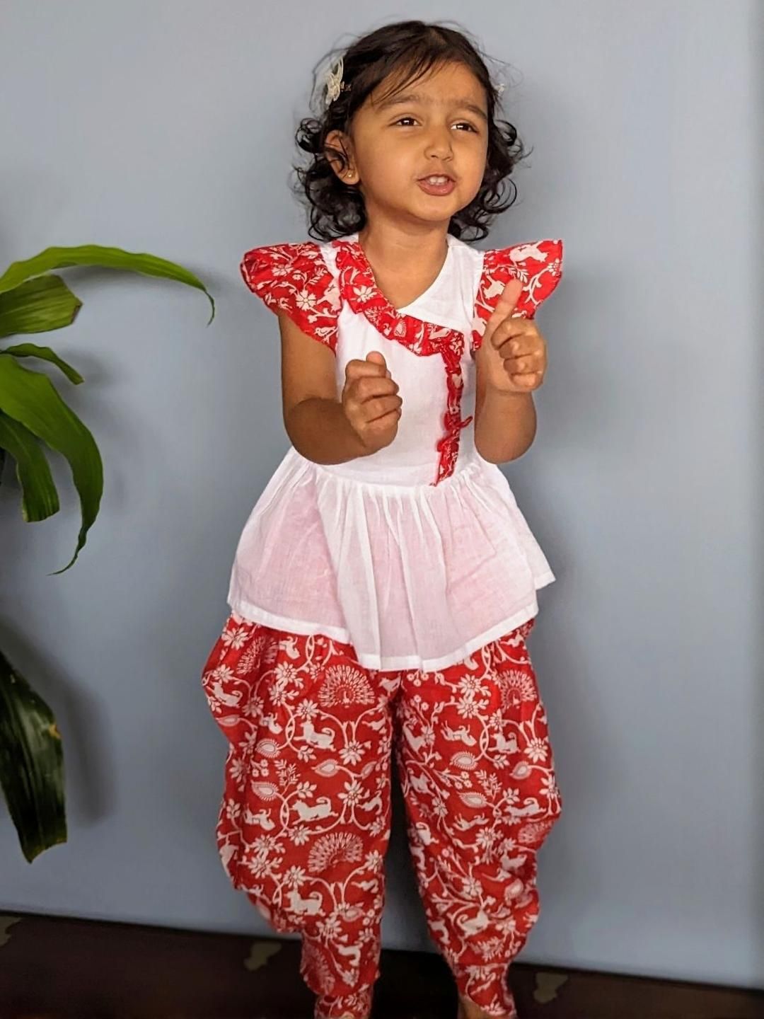 Tura Turi Girls Red Pure Cotton Kurta Sets-picture-17
