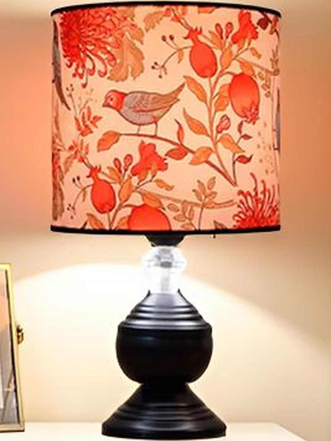 Decorcity Black Printed Metal Contemporary Cylindrical Shaped Table Lamp with Bulb-picture-12