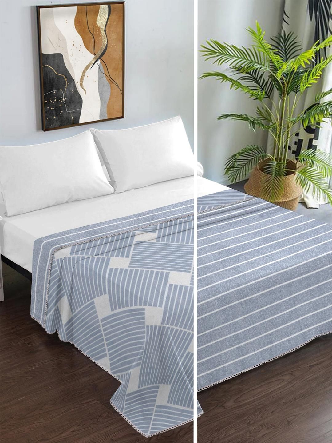 KLOTTHE Blue Geometric AC Room 150 GSM Double Bed Dohar-picture-33