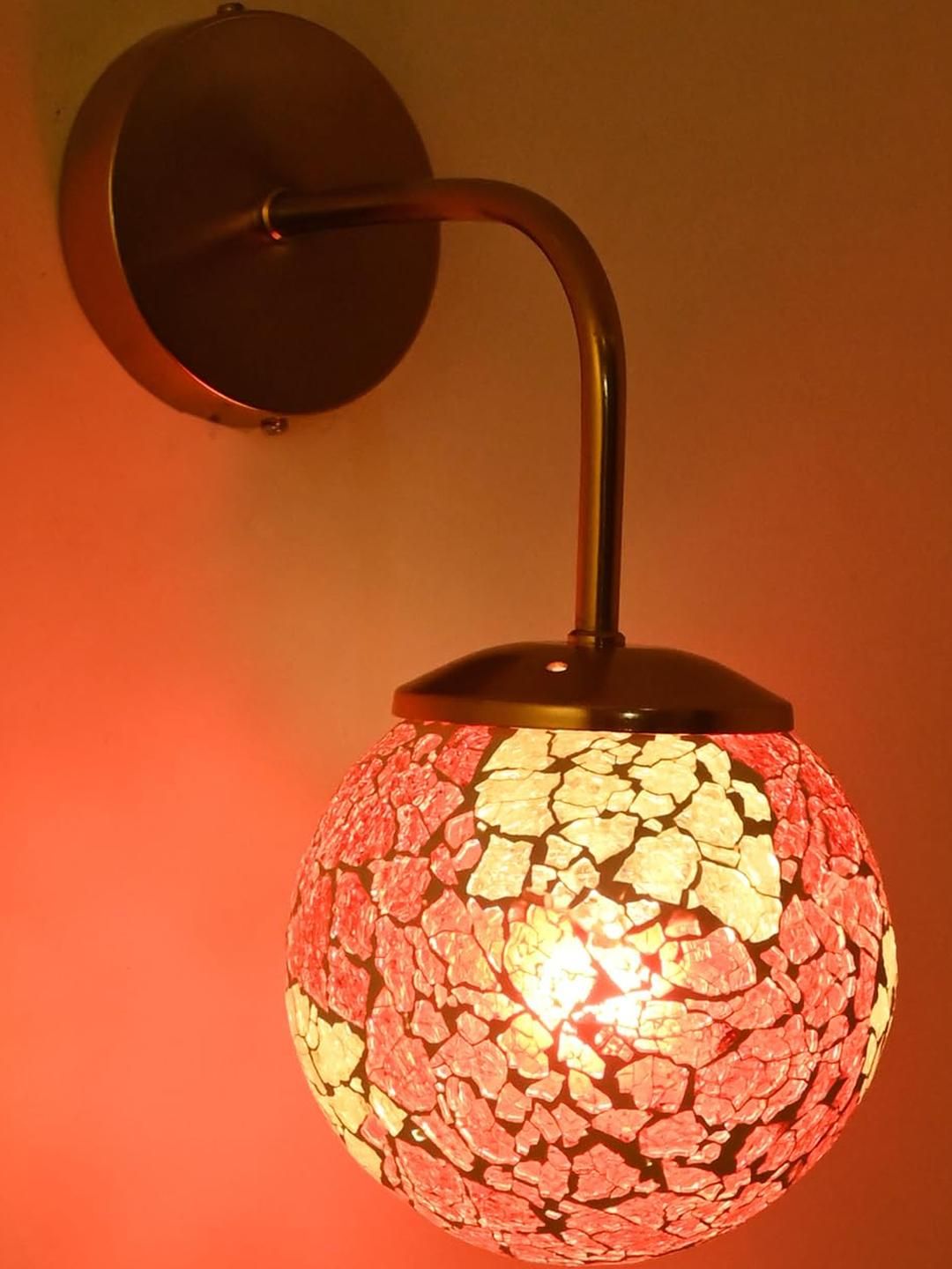 SOMIL Gold-Toned Printed Glass Cylinder Shaped Wall Lamp-picture-11