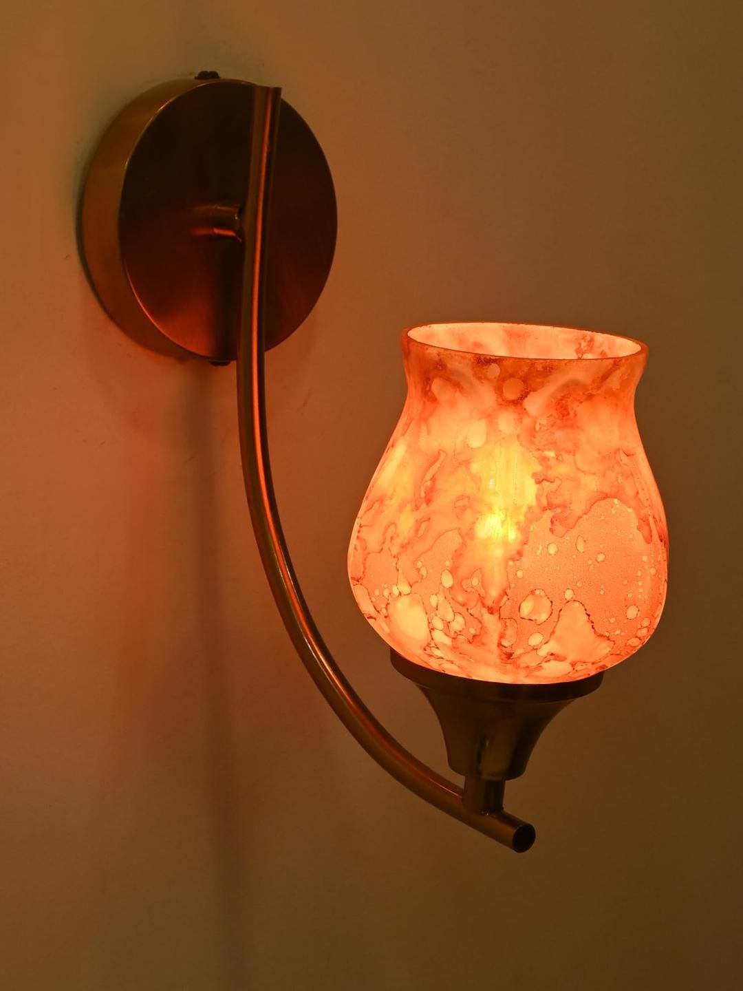 SOMIL Orange Printed Glass Cylinder Shaped Wall Lamp-picture-28