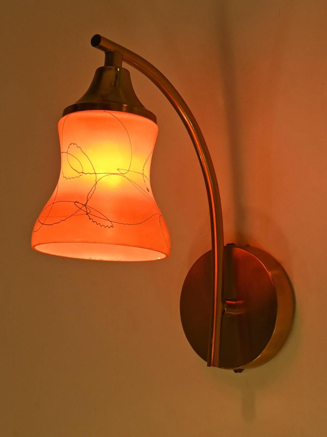 SOMIL Orange & White Printed Glass Cylinder Shaped Wall Lamp-picture-33