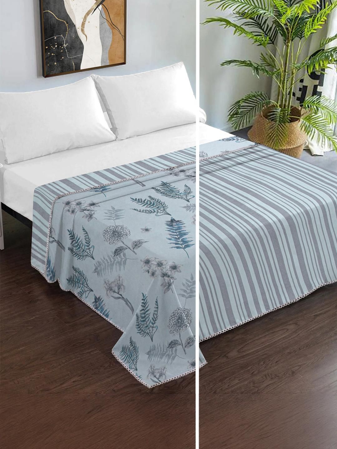 KLOTTHE Grey Floral AC Room 150 GSM Double Bed Dohar-picture-41